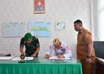 Teken Perjanjian Hibah, Pemkab Pohuwato-Korem 133 NW Dukung Pengamanan Pilkada